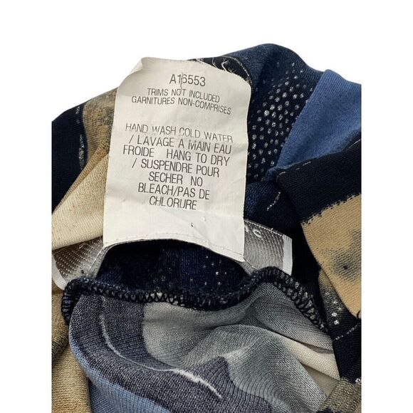 Papillon Blanc Long Sleeve Turtleneck Slinky Knit Artsy Abstract Unique Size L - Picture 7 of 8